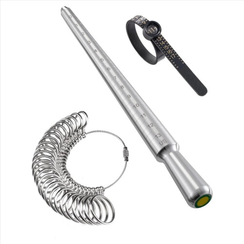 Ring Sizer Measuring Tool Set with Magnifying Glass, for Ring Repair