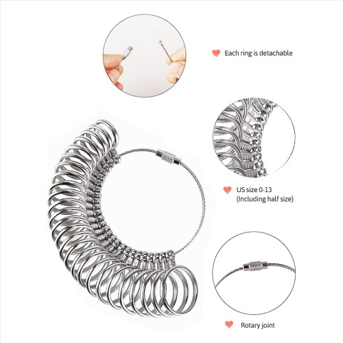 Ring Sizer Measuring Tool Set with Magnifying Glass, for Ring Repair 2
