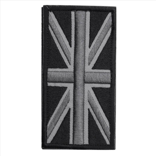 Jack UK Flag Badge Patch Stick 10cm x 5cm NY, (Sort/Grå) 1