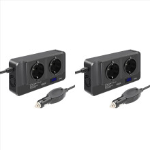 Inverter per auto da 200 W, convertitore di tensione da 12 V a 220 V con LCD (spina UE)