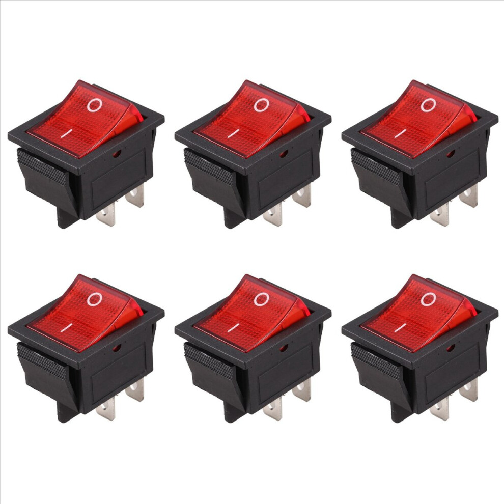 Red Light Illuminated 4 Pin Dpst On/Off Snap In Rocker Switch 16A Ac 4711578767955