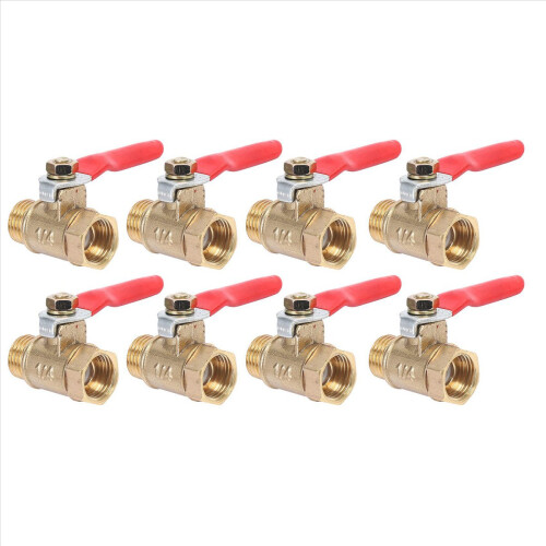 8 stk. 1/4 tommer messingkugle han- og hun-NPT-gevindrørfitting 1