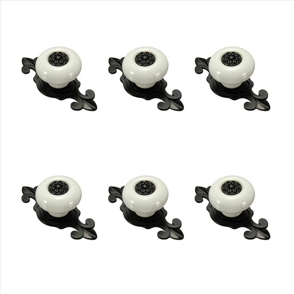Vintage Ceramic Door Drawer Cupboard Pull Handle White+Black 4711578774427