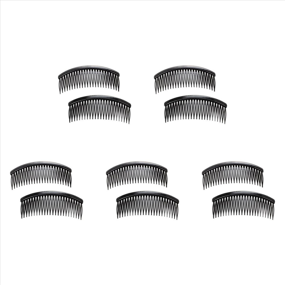 Black Plastic 24 Teeth Hair Comb Clip Clamp 2 Pcs for Lady Girls