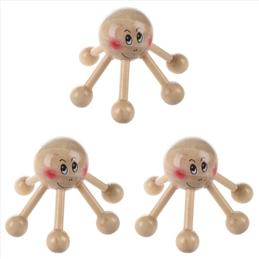 Home Office 6 Points Tension Relief Wood Head Scalp Massage Equipment