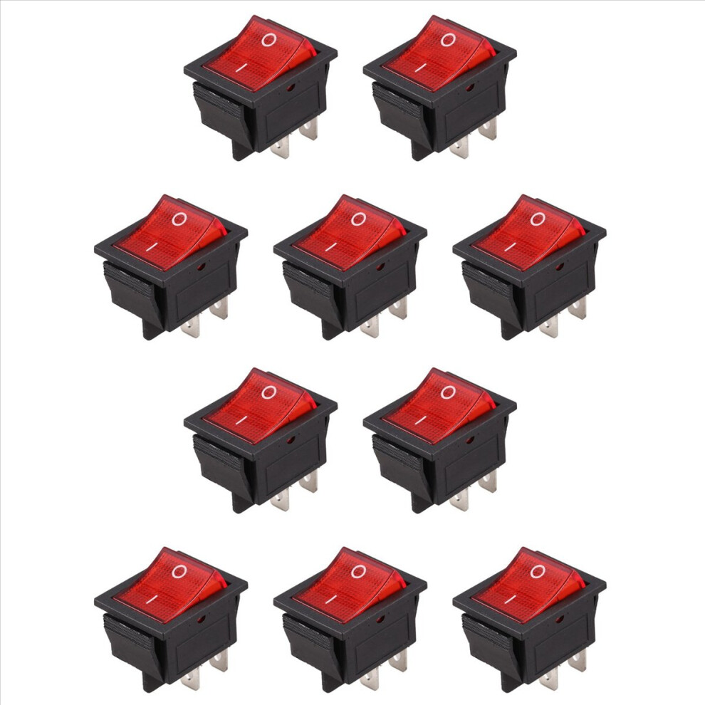Red Light Illuminated 4 Pin Dpst On/Off Snap In Rocker Switch 16A 4711578795774