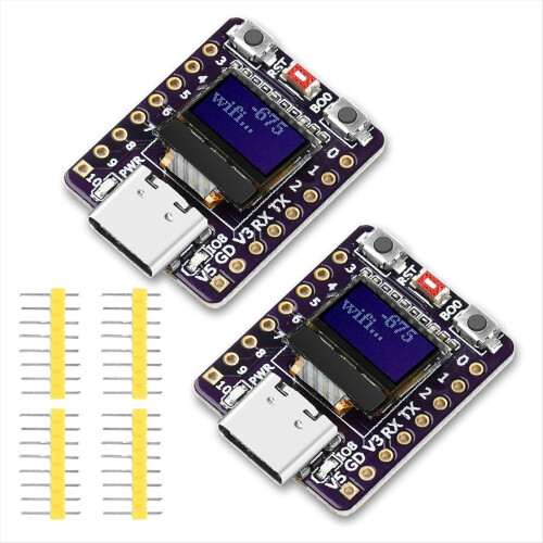 2 stk. til ESP32 C3 udviklingskort med 0,42 tommer OLED-skærm
