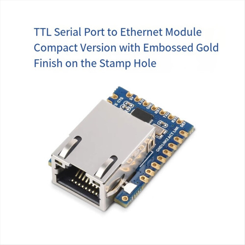 UART til ETH (B), TTL UART til Ethernet minimodul, krenelerede huller 1