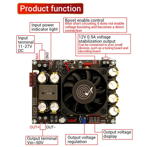 Μονάδα Ρυθμιστή Τάσης DC 12V-24V σε DC 24V-50V 500W Ρυθμιζόμενη 1