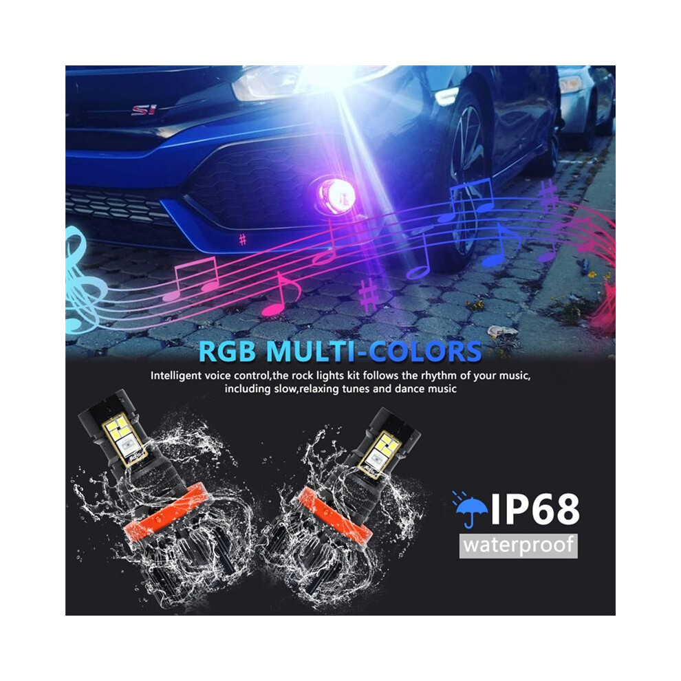Car Led Rgb Head App Control Multi Colors Fog S,H8 H9 H11 Light 4713902874315