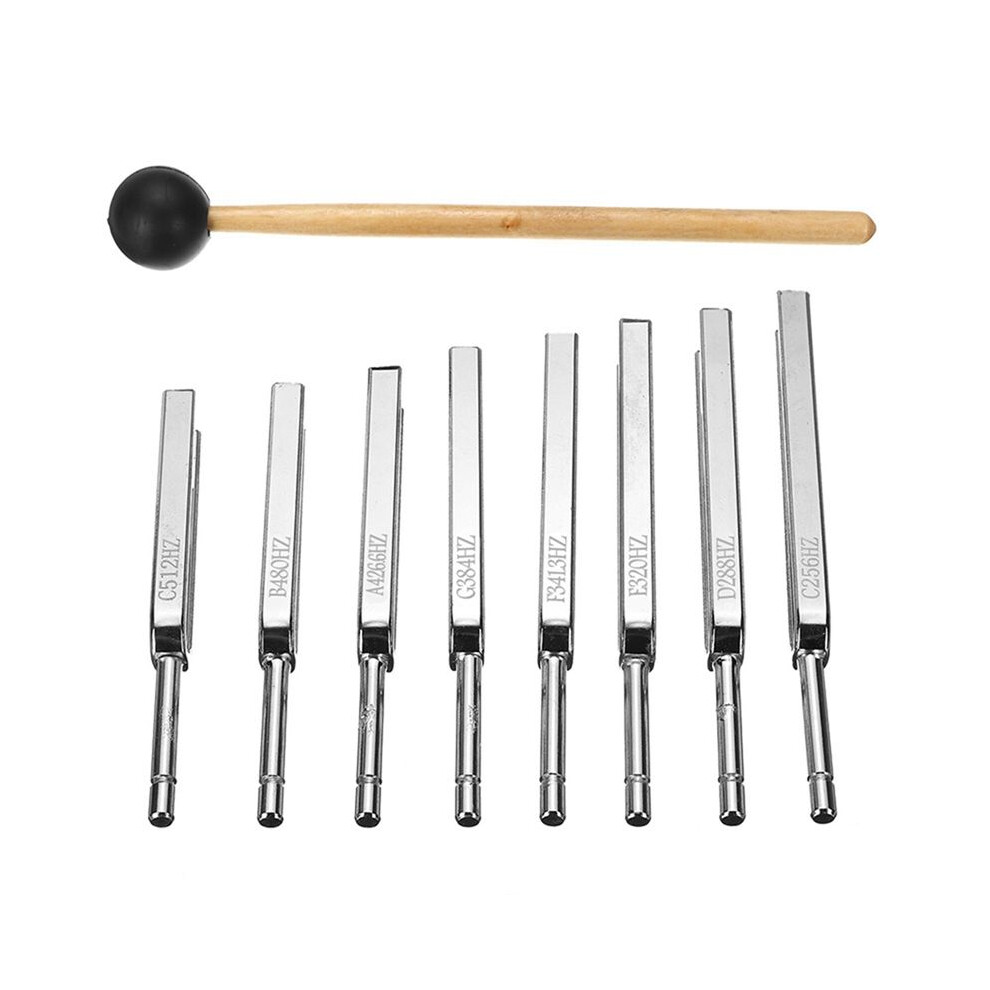 256-512Hz Steel Tuning Fork Set Mallet Vibration Therapy Tools 4713902875664
