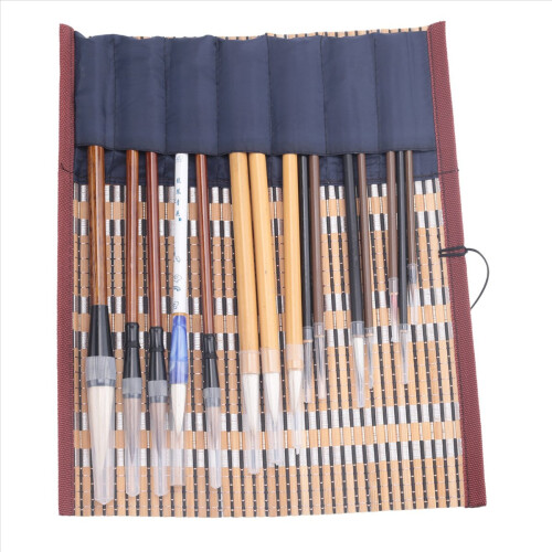 15pcs Chinese Writing Brushes with Roll-Up Brush Holder 2