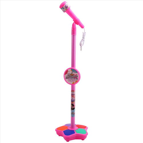 Kids Microphone With Light Stand Toy, Pink 2