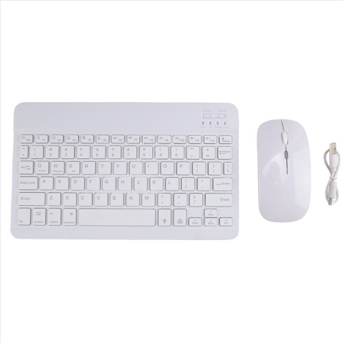 10inch Wireless Keyboard and Mouse RGB Backlit Rechargeable White
