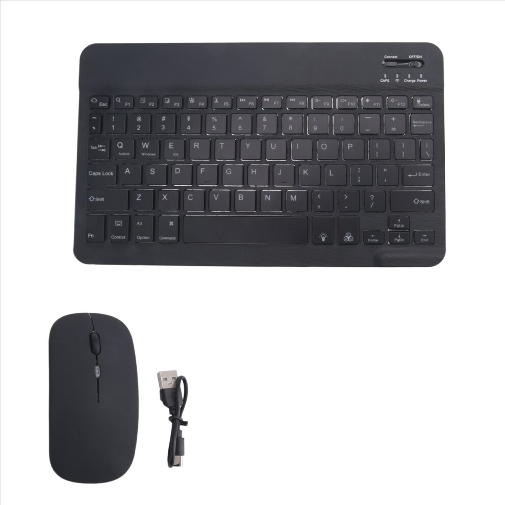 10Inch Wireless Keyboard And Mouse Rgb Backlit Rechargeable Black 4711051106974