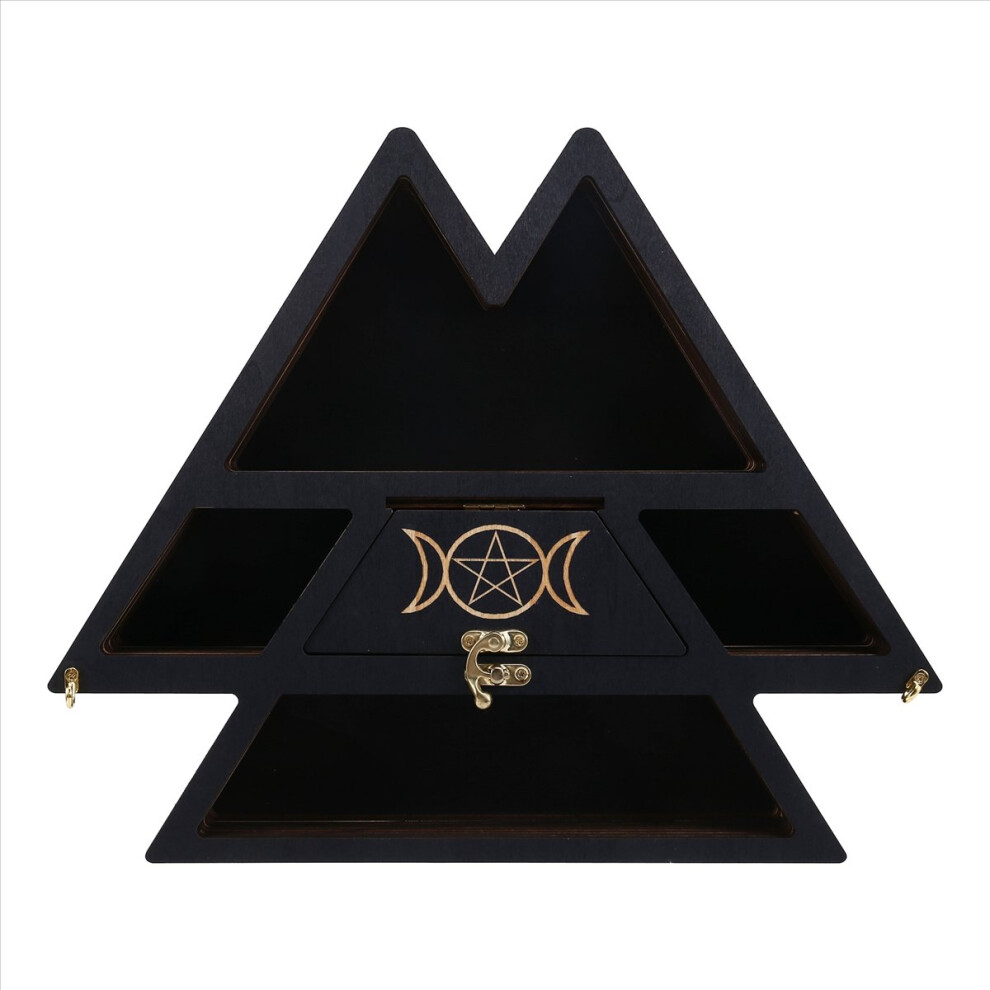 Wooden Pyramid Wall Shelf Crystal Display Rack Floating Shelf 4711051106387