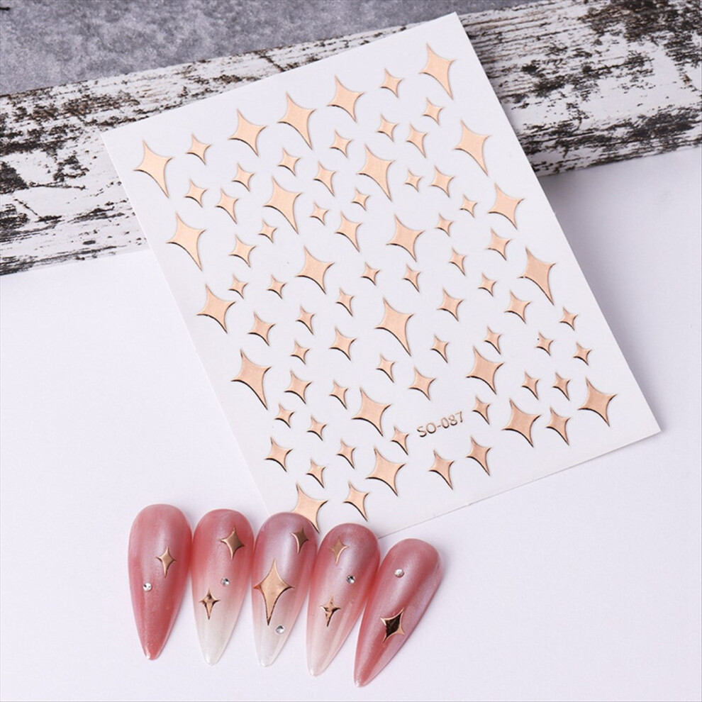 9Pcs Colorful Stars Nail Art Stickers Decals Self-Adhesive
