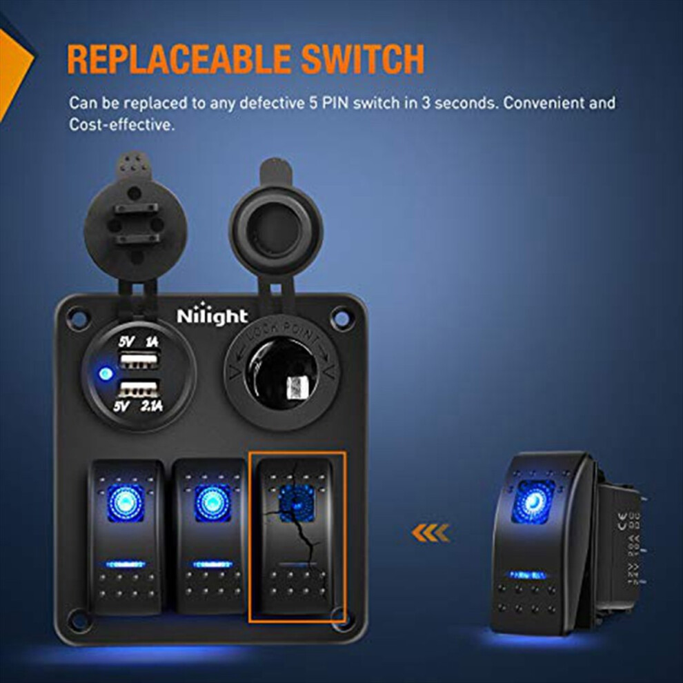 5-Pin Spst Rocker Switch, 20A/12V 10A/24V Toggle Switch, Yacht Switch 4711051166718