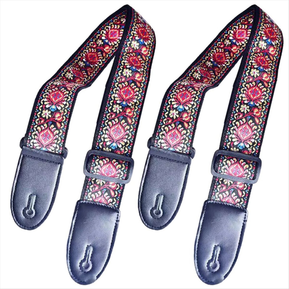 Red Pattern Fashion Printed Acoustic Electric Guitar Strap-image-OPC-PMDDN29-NEW