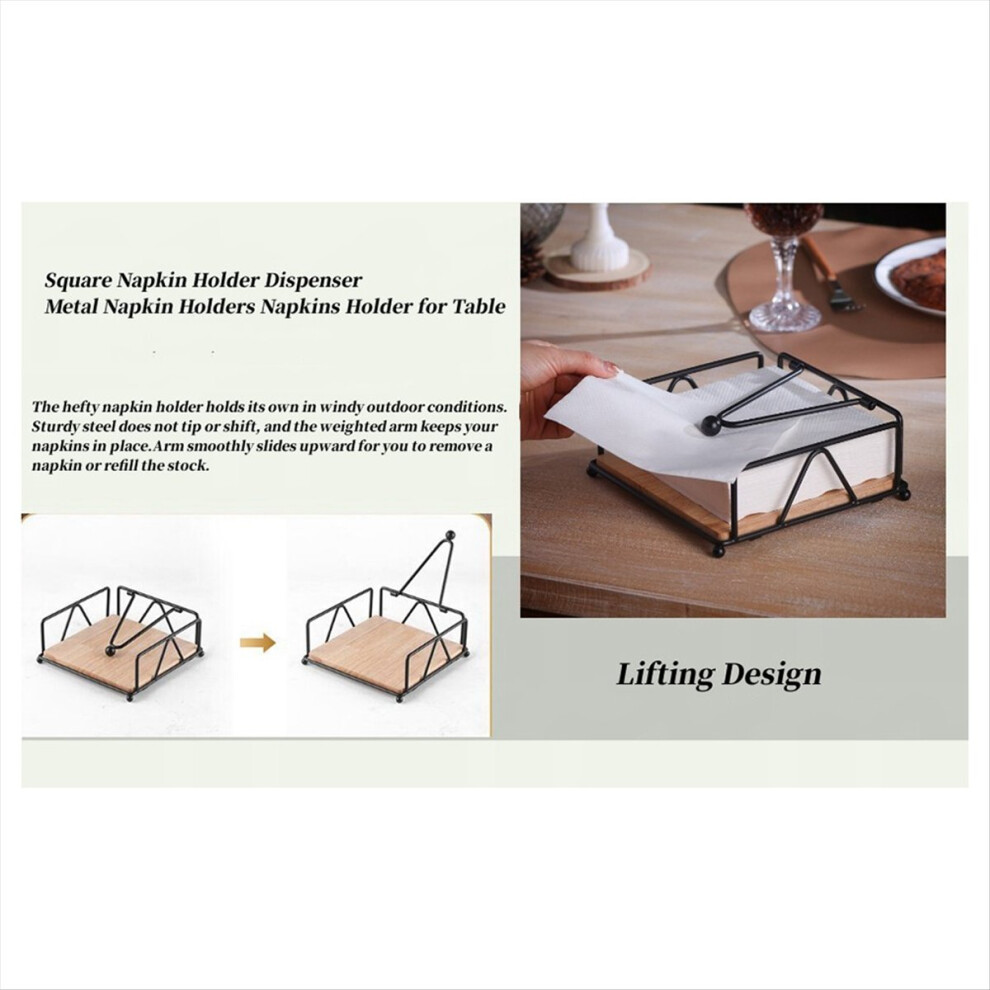 Napkin Holder for Table, Flat Napkin Holder with Weighted Arm B-image-OPC-PMDDR9F-NEW