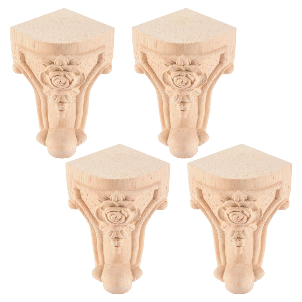 4Pcs 10X6cm Wood Carved Furniture Foot Legs Tv Cabinet Seat Feets 4711854770891