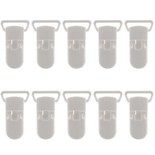 10Pcs Baby Kids T-shape Plastic Pacifier Clips white 1