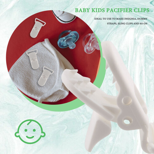 10Pcs Baby Kids T-shape Plastic Pacifier Clips white 2