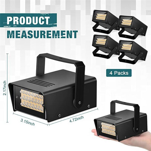 4 Pieces Strobe Party Lights, LED Mini Party Adjustable Flash Control 2