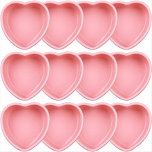 12Pcs Heart Shaped Cake Pans for Valentine's Day Cupcake Tool (4Inch)