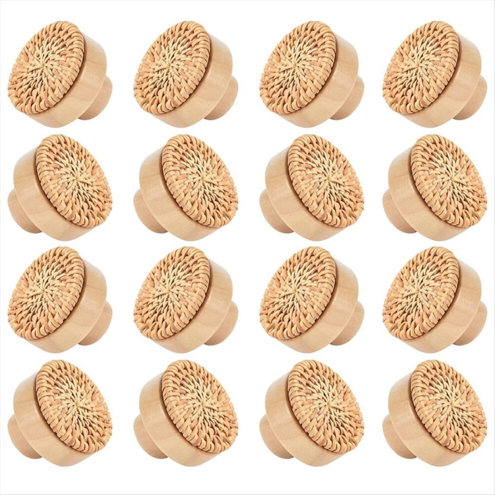 16Pack Boho Rattan Dresser Knobs, Handmade Wicker Woven Pulls 4711051156320