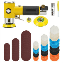 Mini 2/3Inch Air Sander Pneumatic Polisher 80 Sheets Sandpaper Kit B