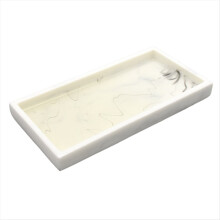 Rectangular Plate Countertop Bathroom Soap Shampoo Storage Tray,White