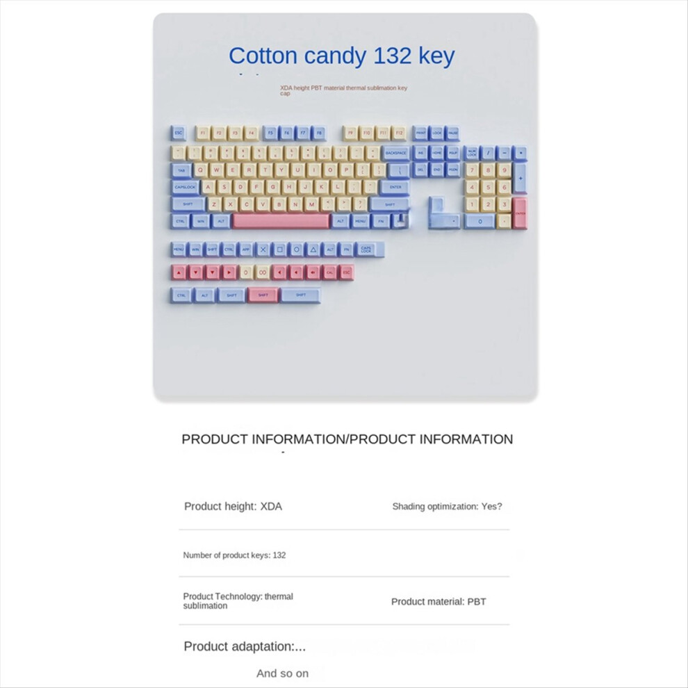 132 Keys Pbt Keycaps Cute Keycaps Set For Mechanical Keyboard Pink 4712146558159