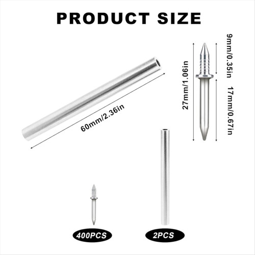 400Pcs Seamless Nails Double-Headed Screw, with Sleeve Tool 2