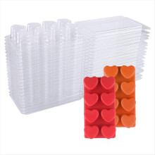 Wax Melt Containers-8 Cavity Clear -25 Packs Heart Shape Clamshells