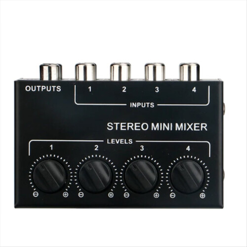 4 Channels Passive Stereo Mixer Mini Audio Mixer for Live Studio 1