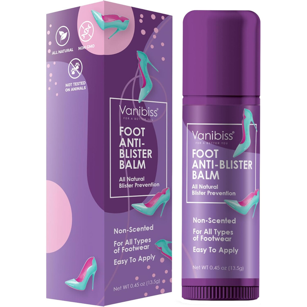Vanibiss Foot Anti Blister Balm - Prevent Blisters & Chafing - Natural Care - (0.45oz)