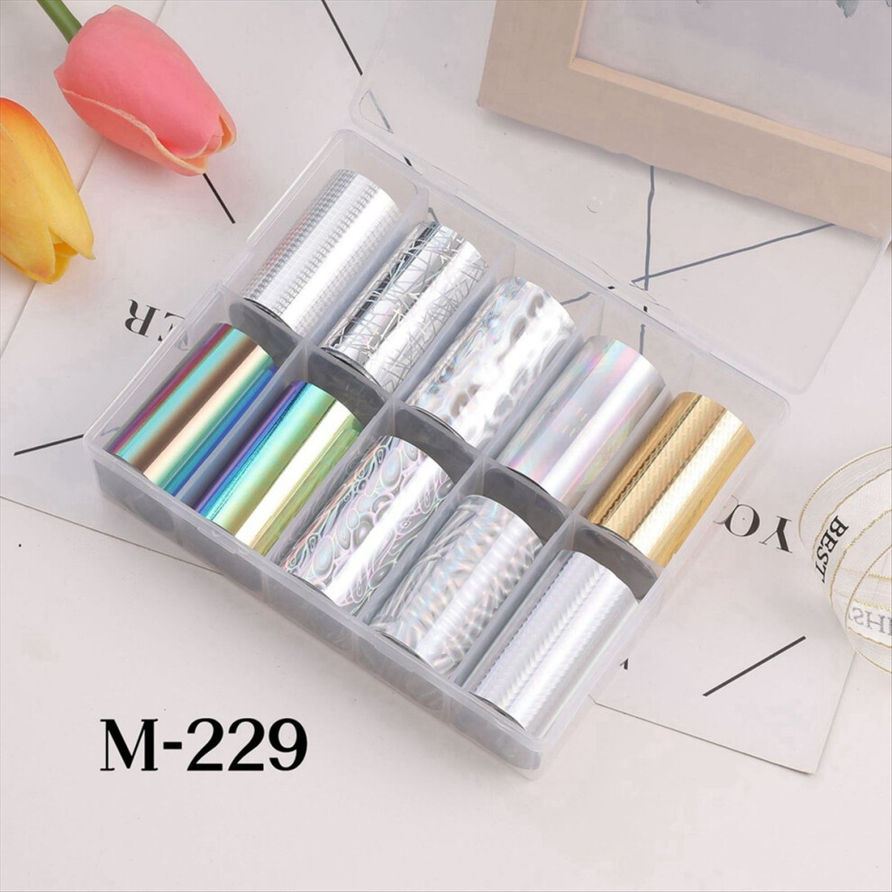 10 Rolls Nail Foils Polish Stickers Metal Color Starry Paper