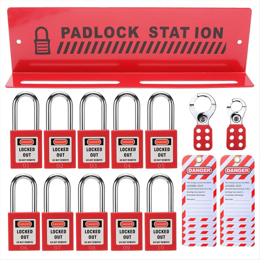 Lockout Tagout Station With 10 Keyed Different Safety Padlocks 4711854712983