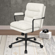 ELFORDSON Office Chair Ergonomic Executive Computer Work Chenille Beige