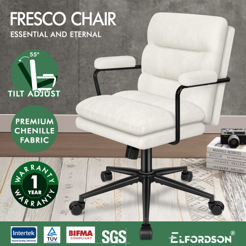 ELFORDSON ELFORDSON Office Chair Ergonomic Executive Computer Work Chenille Beige 1