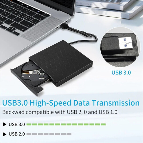 External DVD Drive USB 3.0 Portable +/-RW Player for CD ROM Burner 2