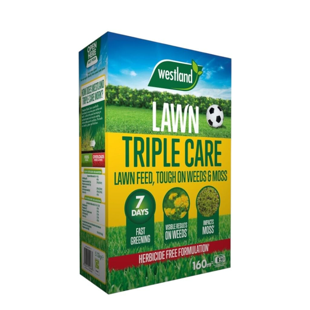 Westland Triple Care Lawn Feed, Tough On Weeds & Moss 160M²