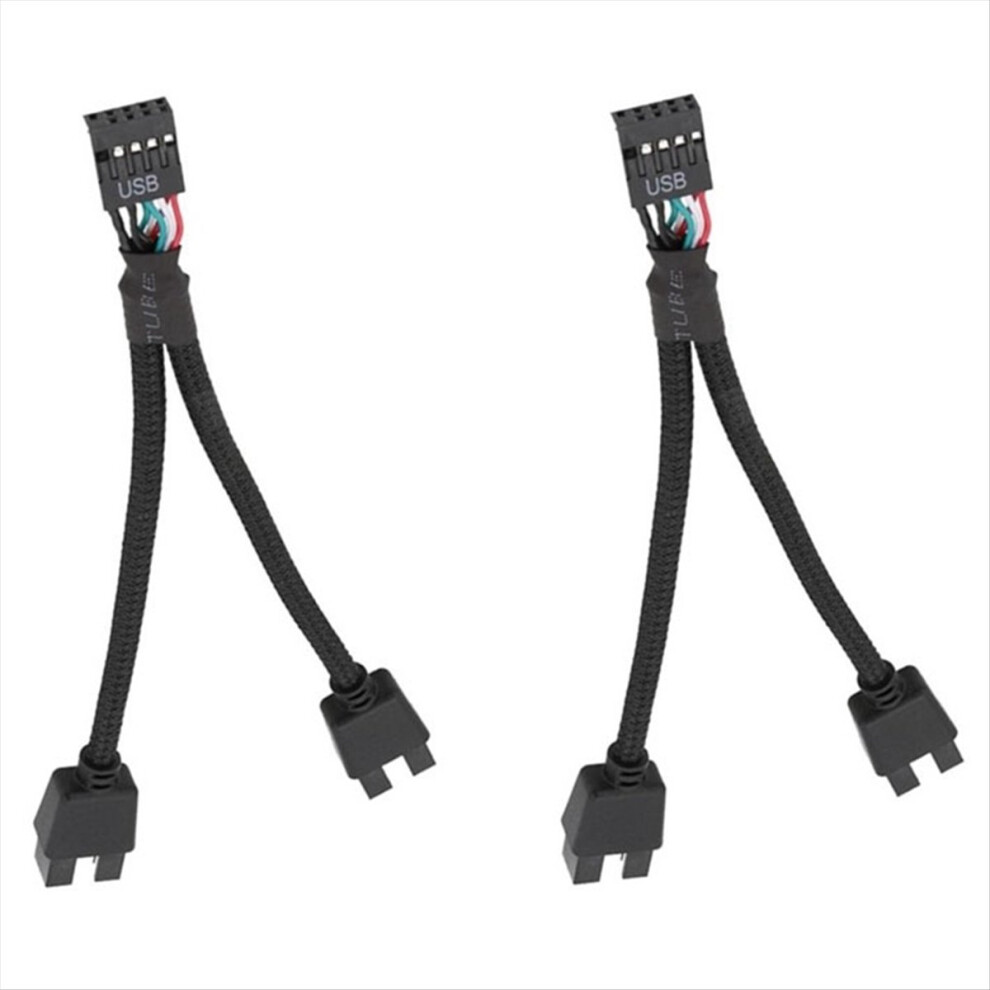 Computer Motherboard Usb 2.0 9Pin To Dual 9 Pin Extension Cable Black 4711854769581