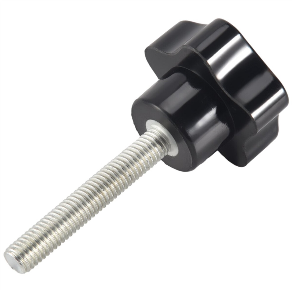 M8 X 50Mm Thread Replacement Star Hand Knob Tightening Screw Black Silver Tone 4711576485219