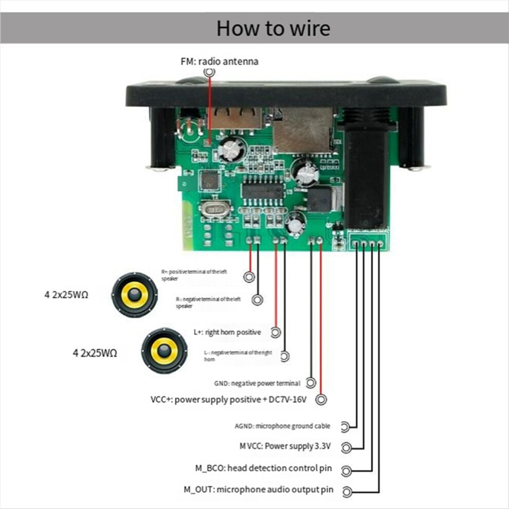 Microphone Interface Bluetooth Mp3 Decoding Board Amplifier Board 4711565545825