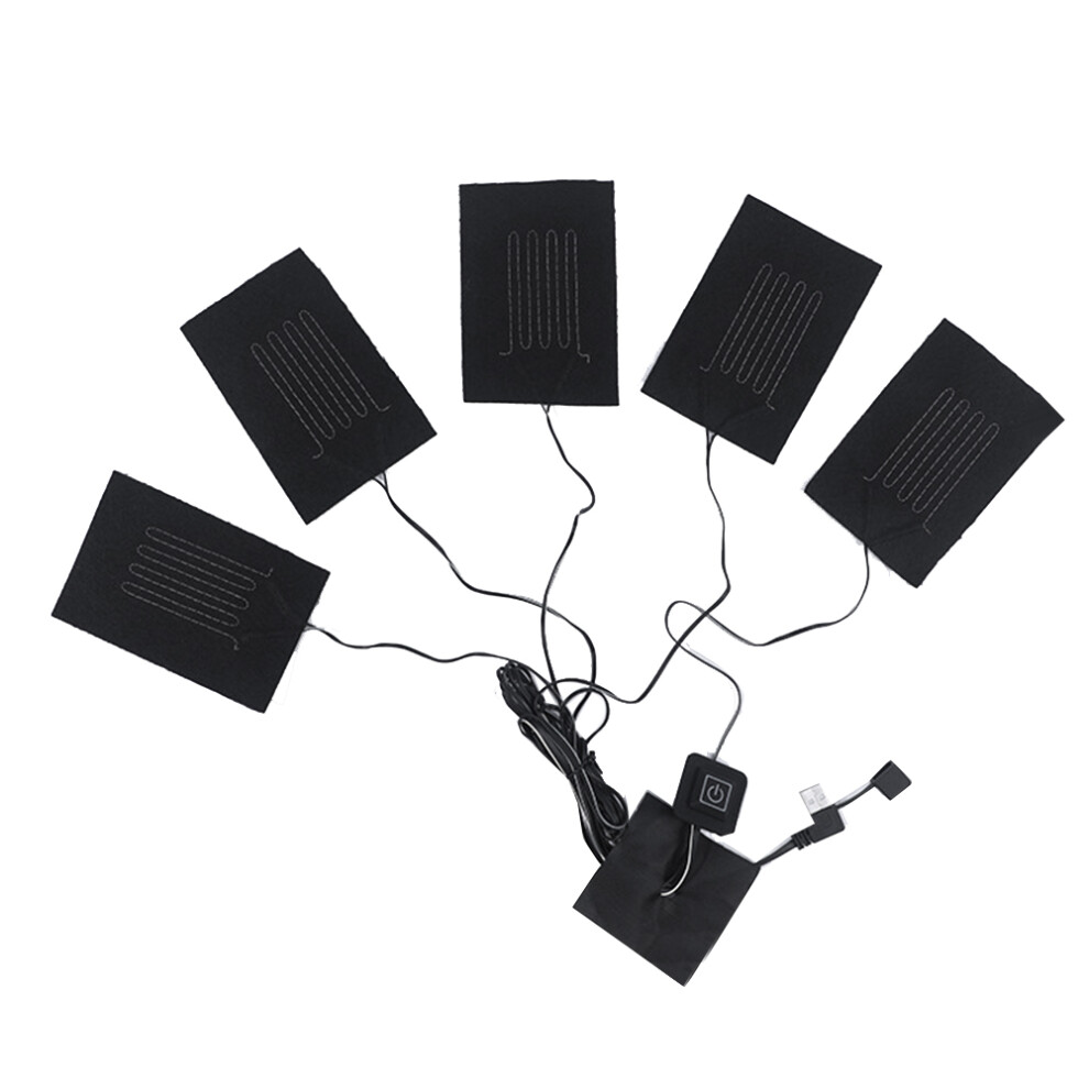 USB Clothes Heater Pad with 3 Gear Adjustable for Vest Jacket 5 in 1