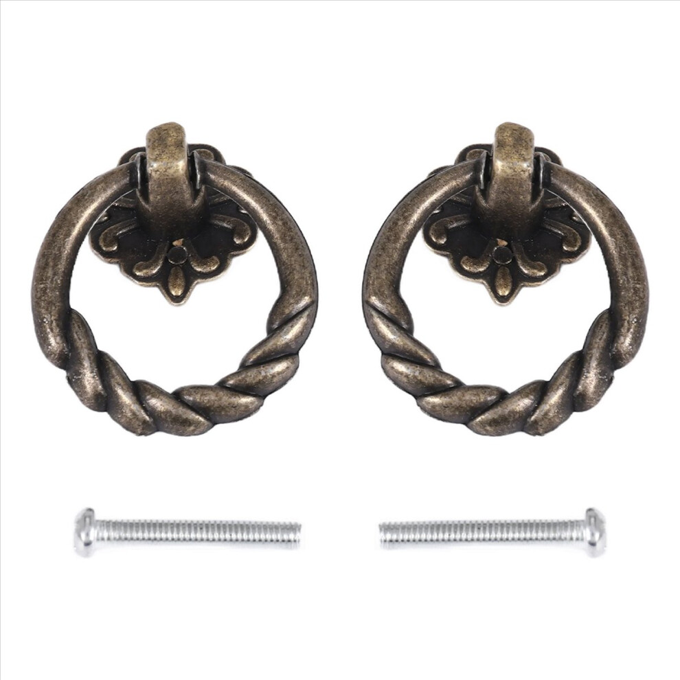 2Pcs Vintage Drawer Dresser Pull Handle Knob Screws-Antique Brass 4711000998889