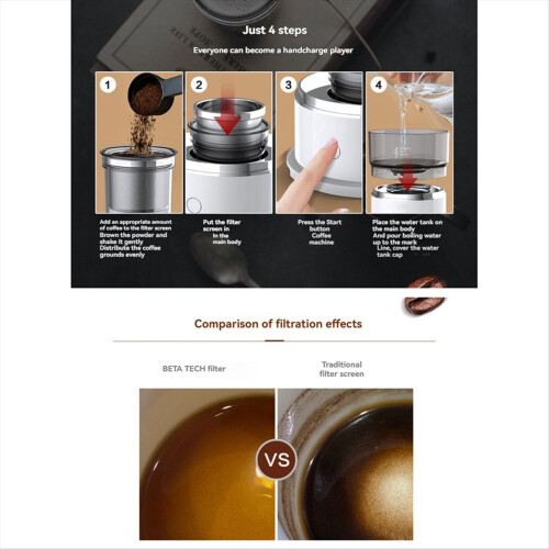 Portable Hand-Pressed Coffee Maker with Stainless Steel Filter 2