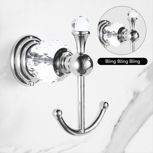 Crystal Towel Hook, Silver Robe Hooks 2